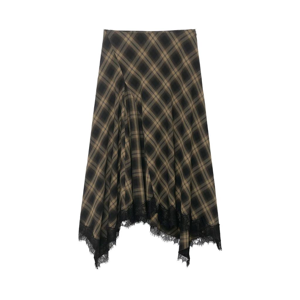 European and American Style, New Women's Clothing, Foreign Limited Edition Plaid Lace Skirt 9775/953/703