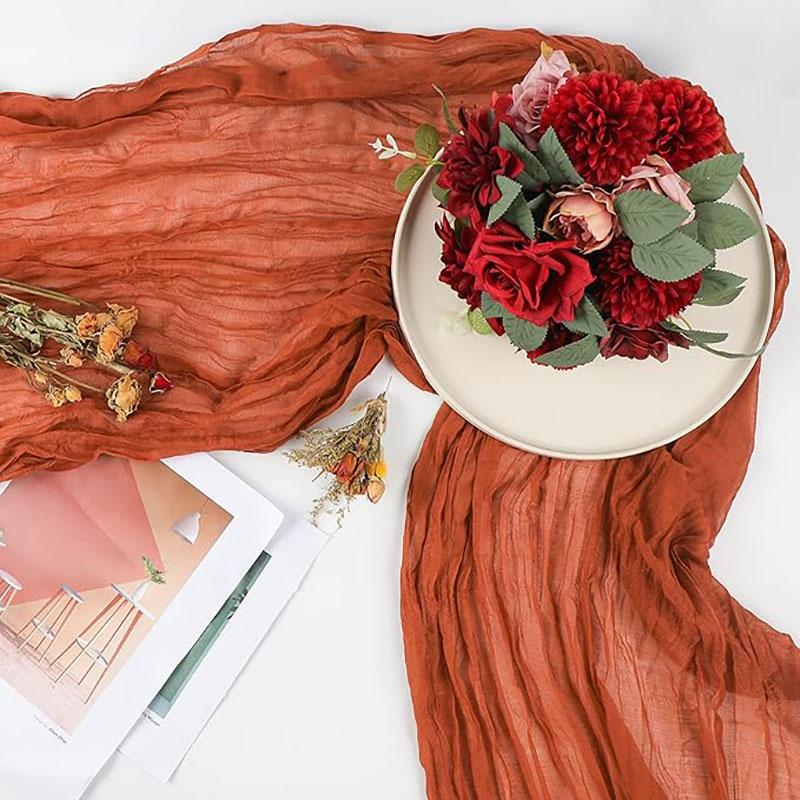 2Pcs Gauze Table Runners Gauze Romantic Cheese Cloth Table Runner For Christmas Birthday Wedding Holiday Party Baby Shower Decor