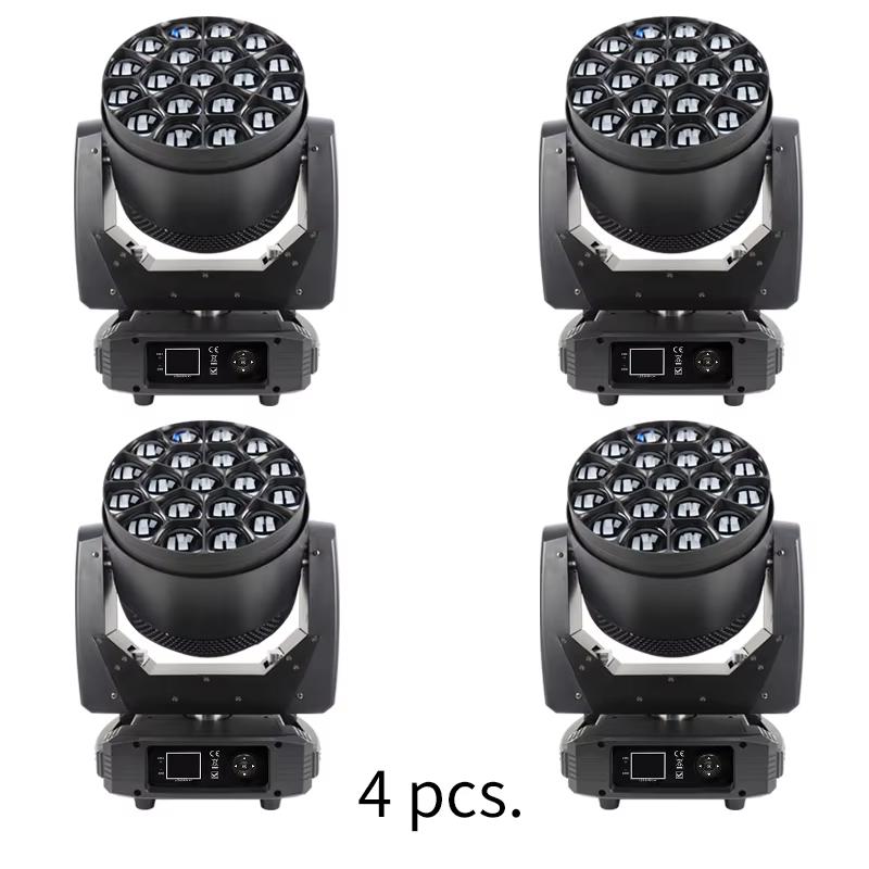 LED DMX Movingheads 19x25w RGBW 4in1 BEE EyE LED Beam Wash Zoom Moving Head Club Concert Bar Light