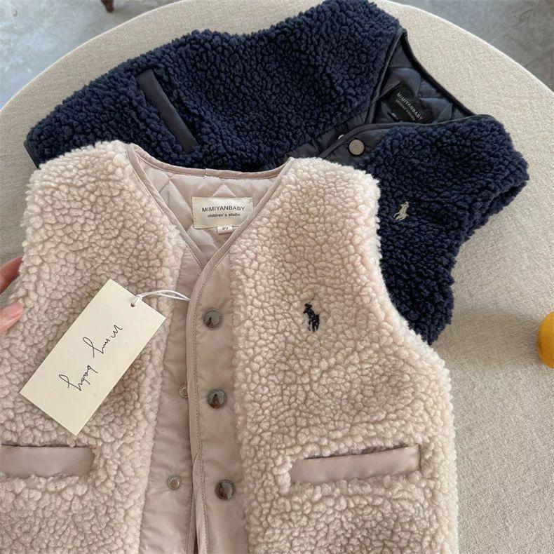 Boys' Korean-Style Lambswool Vest: 2025 Autumn/Winter Trendy Outerwear for Kids
