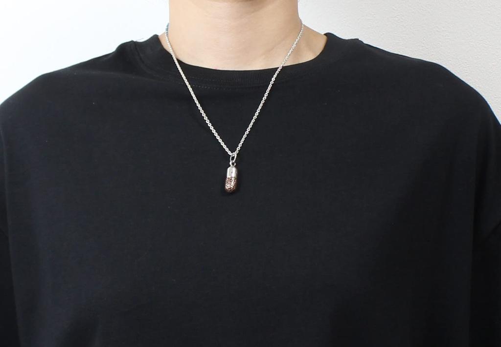 Capsule, medicine, gear, pendant, sterling silver 925, good vibrations