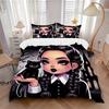 3pcs Dark Elegance Addams Printed Duvet Cover Set (1 * Cover+2 * Pillowcase, Without Core), Suitable for Home Bedroom, Guest Room, Dormitory Deco