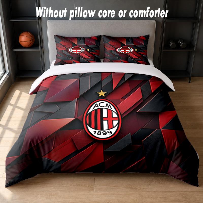 AC Milan Design Bed Bedding Set 1 Duvet Cover + 2 Pillowcases Soft Breathable Household Bed Linens