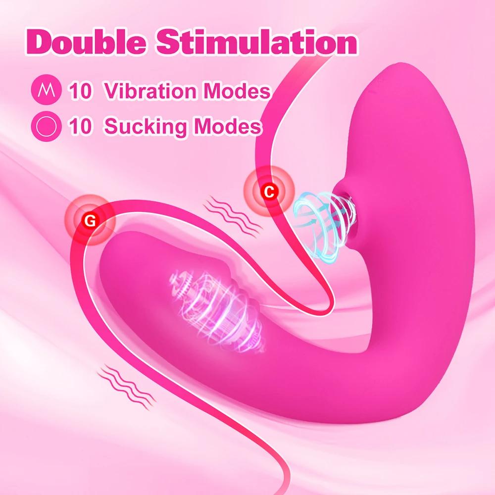 2 In 1 Sucking Dildo Vibrator 10 Speed Vibrating Sucker Oral Sex Suction Nipple Clitoris Stimulator Erotic Sex Toy for Women 18+