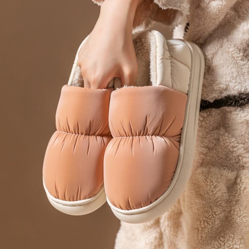 Down cotton slippers autumn and winter bag with non-slip indoor home home thickened warm couple