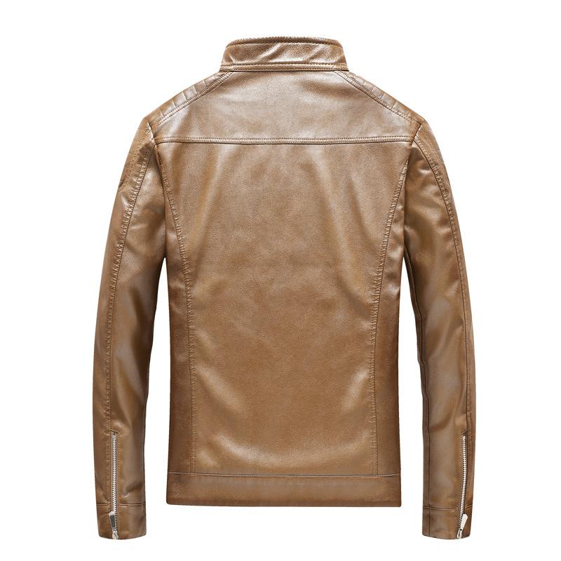 Men's Pu Leather Jacket Men's Korean Version Trend Stand-up Collar Men's Locomotive Leather Jacket