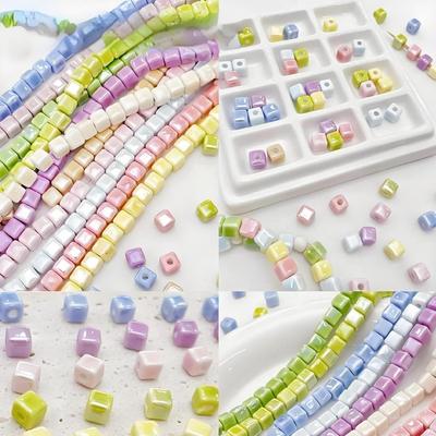 Colorful 3D Square Ceramic Beads for DIY Necklaces and Bracelets