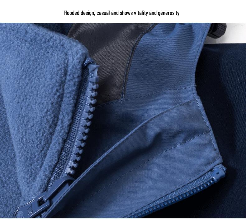 Unisex Windproof Ski Jacket: Fleece Lined, Thickened, Three-in-One for Outdoor and Mountaineering.