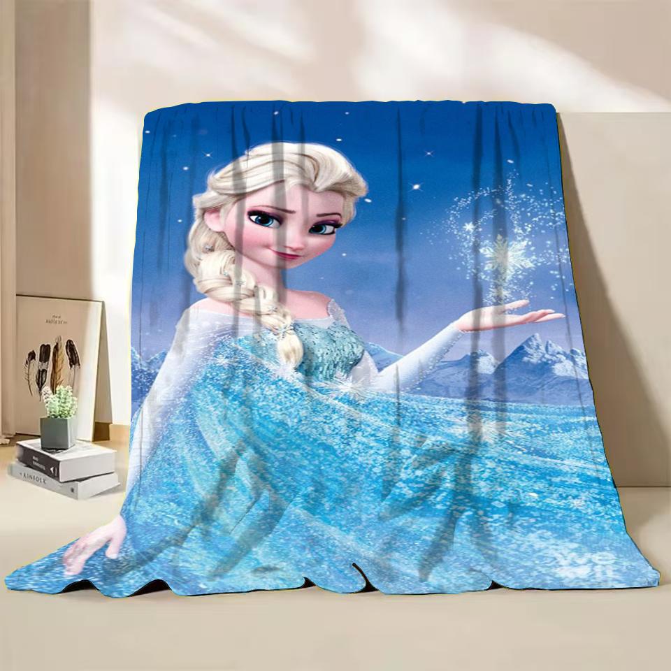 Disney Frozen Elsa Princess Childrens Adult Soft Flannel Blanket Fluffy Baby Plush for Bedroom Travel Office Cover Warm Blankets