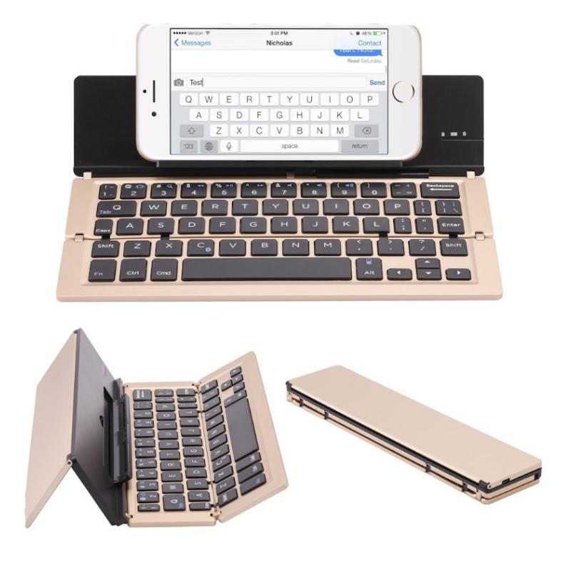 Portable Mini Folding Bluetooth Wireless Keyboard for Samsung Z Fold 5 4 32 Tablet Laptop PC IOS Windows Android Foldable Keypad золотой