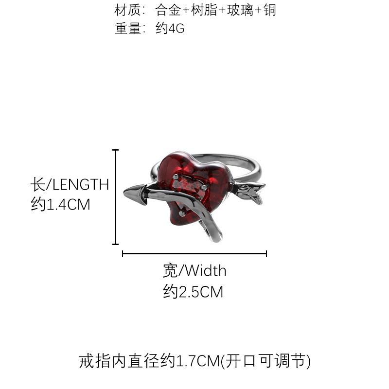 

Dark Gothic love ring women s light luxury personality open ring niche design index finger ring wholesale