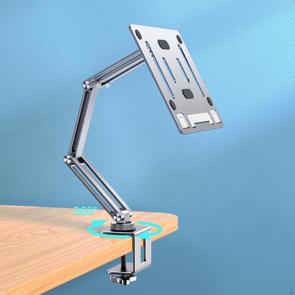 Laptop Tablet Holder Desk Mount Adjustable Arm with C Clamp Simple Installation for Studying Cooking