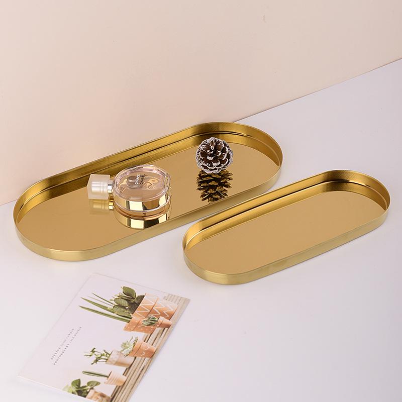 Luxury Stainless Steel Oval Jewelry and Cosmetics Tray