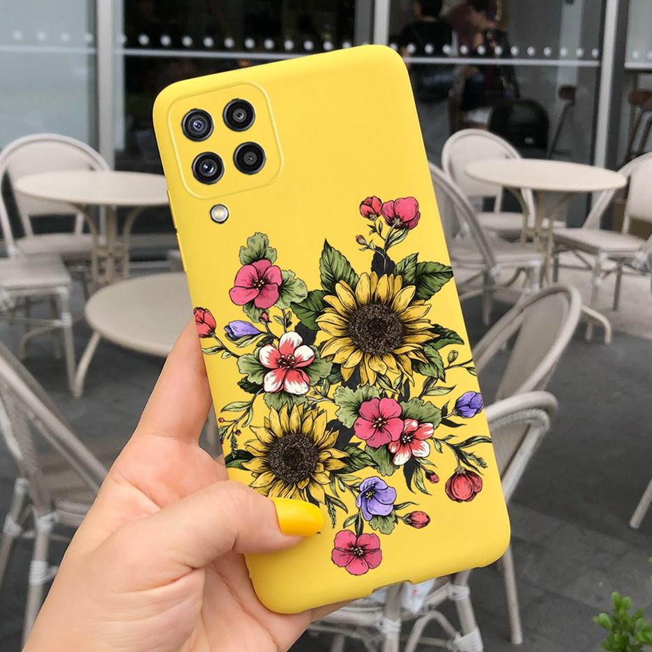 For Samsung Galaxy M32 Case Samsung M12 Soft Silicone Flower Phone Case For Samsung M32 M325F Cover Galaxy M 12 32 M12 TPU Funda