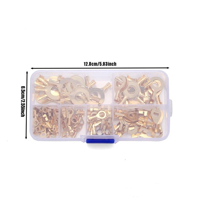 150pcs/set Round Terminal Block DJ431 O-type Lugs Terminals Cold-Pressed Connector Copper Tab Wiring Nose Combination Set High Quality Convenient