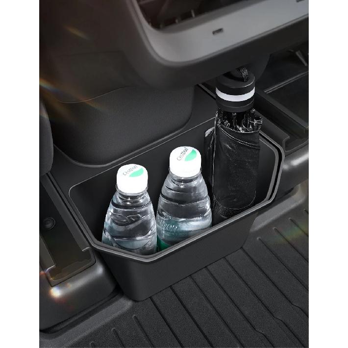 For Tesla Model Y Juniper TPE Rear Center Console Storage Box Organizer Box with Cover Trash Can Under Seat Car Accessories