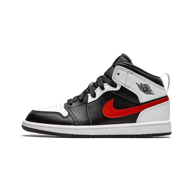 

new Jordan 1 Mid White Black Chile Red PS 35