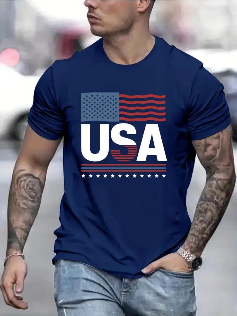 Summer Daily Casual Men's T-Shirt Fashion Letter 3D Printed Round Neck Short Sleeve Loose Comfortable Short Sleeve