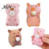 Pig Stress Reliever Bubble Blowing Squeeze Toy Relief Cartoon Sensory Soft Stretchy Animal Shape Home Office Desk Reusable Ball