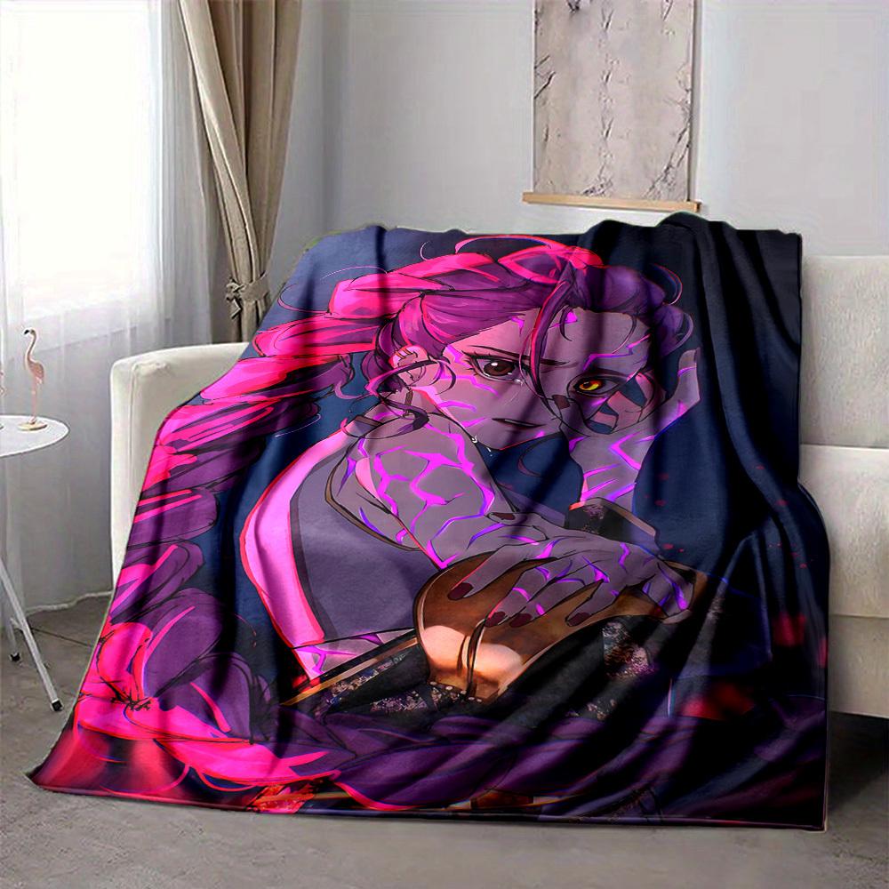 1pc KPop Demon Hunters Cozy Print Blanket Lightweight Warm Flannel Throw Blanket For Sofa, Bed, Living Room