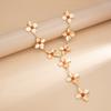 Punk Y-shaped Chain Necklace Gold Flower Tassels Earrings Vintage Flower Pendant Necklace  Gifts