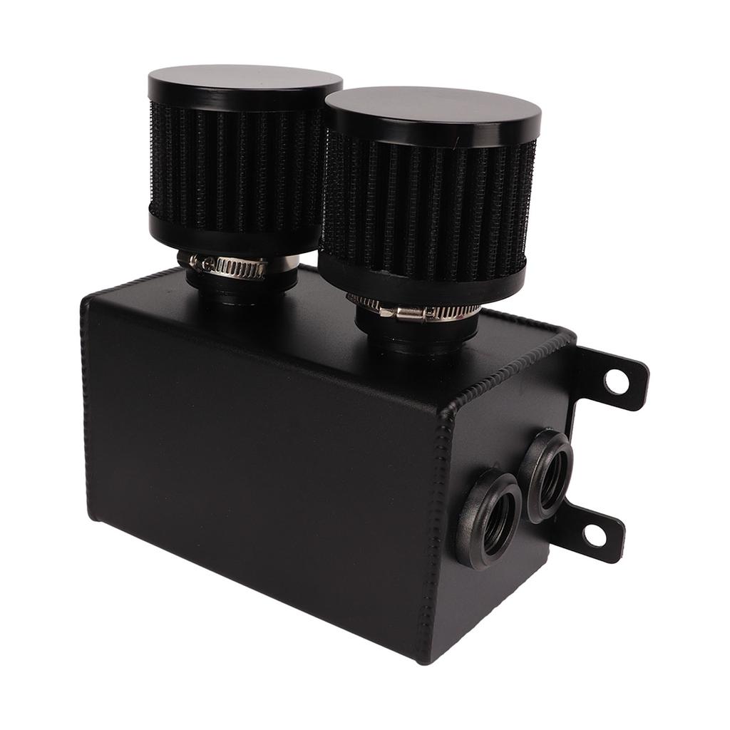 1200ml Ölauffangbehälter-Kit Motor Doppel-Prallblech Dual-Filter Öltank Ausgleichsbehälter AN8 Schlauchanschluss Schwarz
