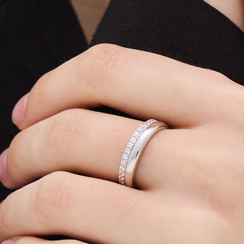 Hyeres-lor Champagne Full Moon Silver (W) Duo Shine Ring HL2R56221W9