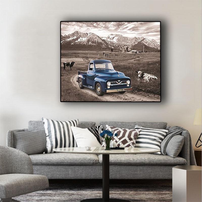 

3D Алмазная картина Синяя машина прерии Вся жемчужная картина со стразами