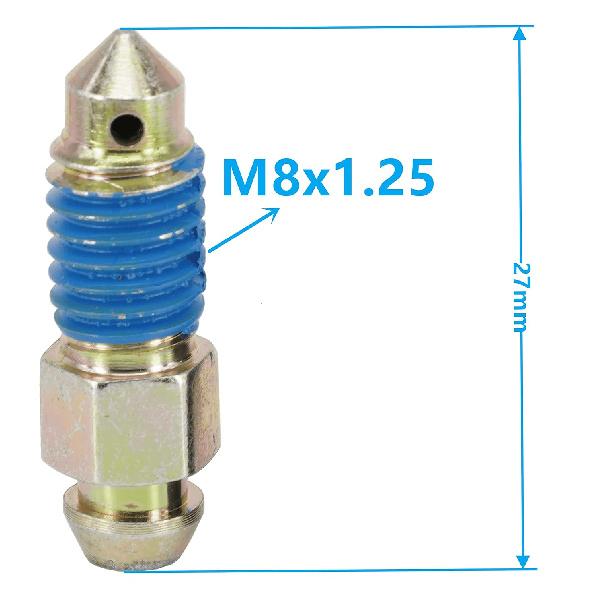 4 PCS Speed Bleeder,Bleeder Valve,Brake Bleeder Screws,Quick Bleeders with Dust Caps M8x1.25-27mm, H9405-4, H9422-4, 105182, 639520