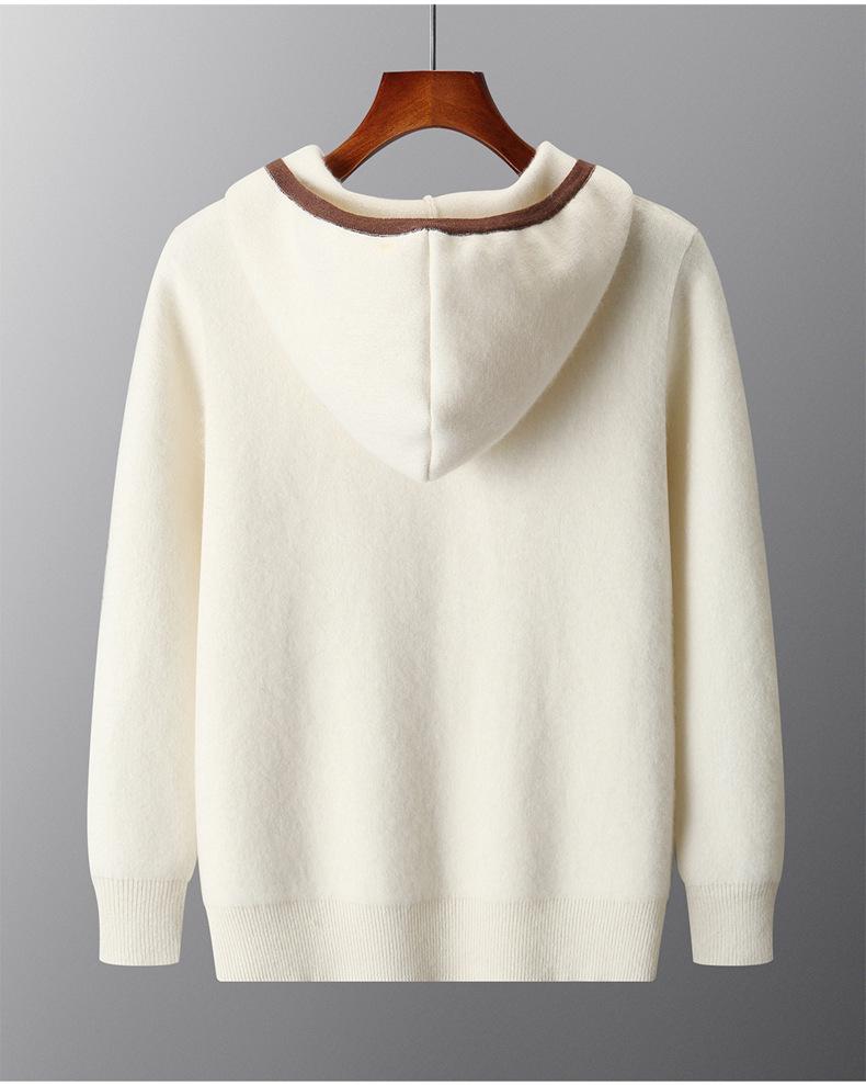 Men's Autumn/Winter Cashmere Knit Hoodie: Casual Zipper Cardigan