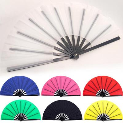 Kung Fu Tai Chi Red Folding Fan Classical Solid Color Performance Dance Fan Chinese Style Plastic Bone Fan for Morning Exercises
