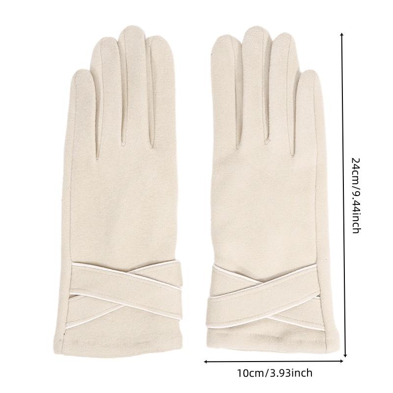 Autumn And Winter Solid Color Finger Gloves For Ladies Fashionable And Elegant Skiing Warm And Soft Outdoor Touch Screen Gloves