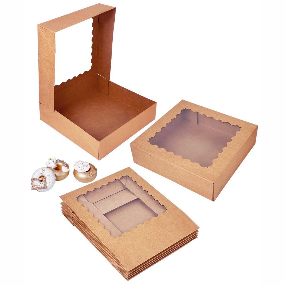 6pcs Treat Boxes with Window Paper Gift Box Treat Boxes Square Gift Packing Box for Gift Giving Party Wedding Anniversary Multipurpose Flip Top