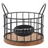 Coffee Pod Basket Round Iron Wire Storage Basket Large Capacity Coffee Capsule Holder with Wooden Base for Home Office