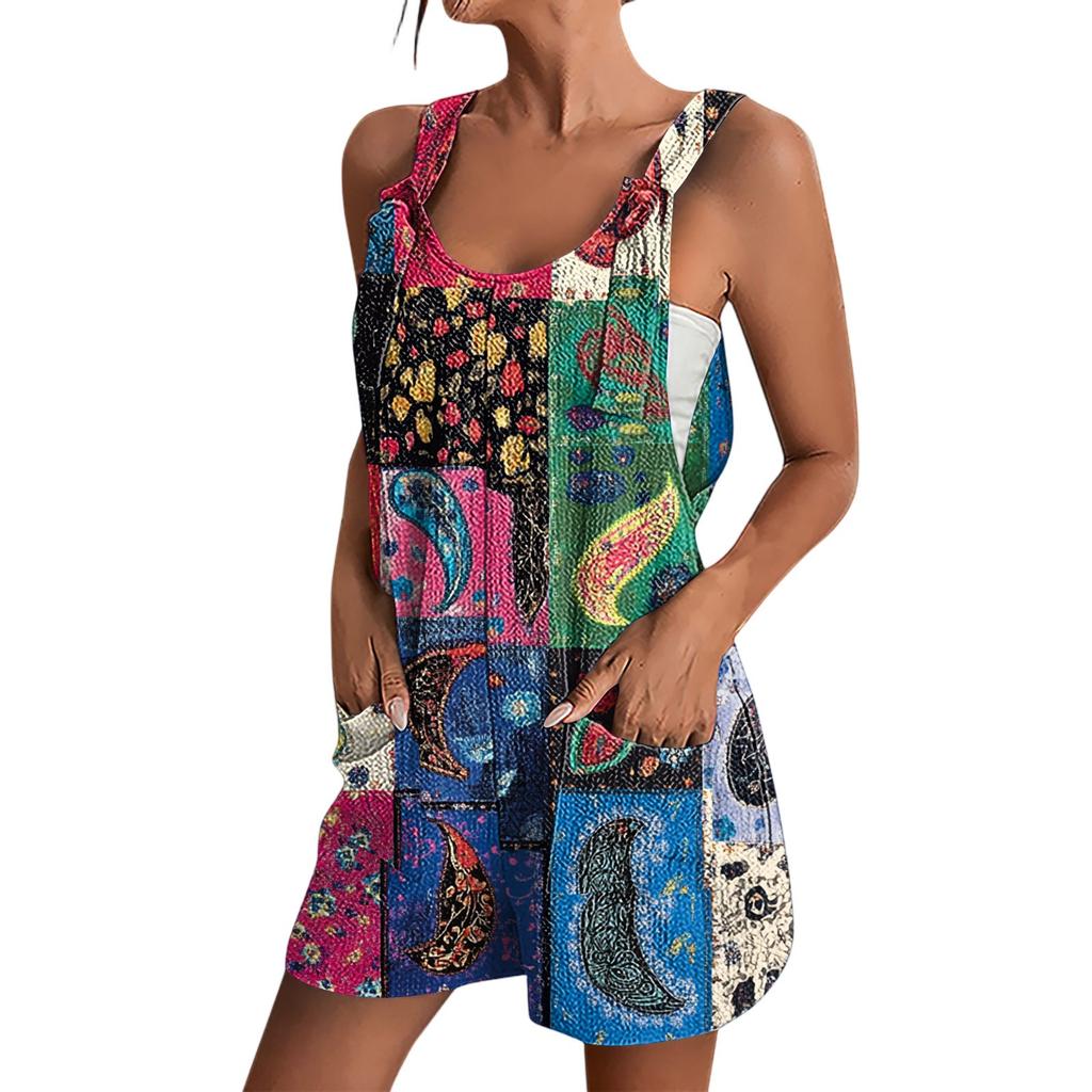 Women's Summer Fashion Floral Print Jumpsuit Casual Romper Shorts