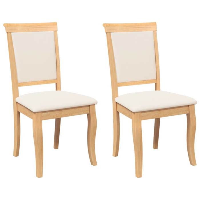 VidaXL Chaises à manger coussins 2 pcs naturel bois massif caoutchouc, chaise à dîner, chaise, chaise de salon, chaises à 4102488