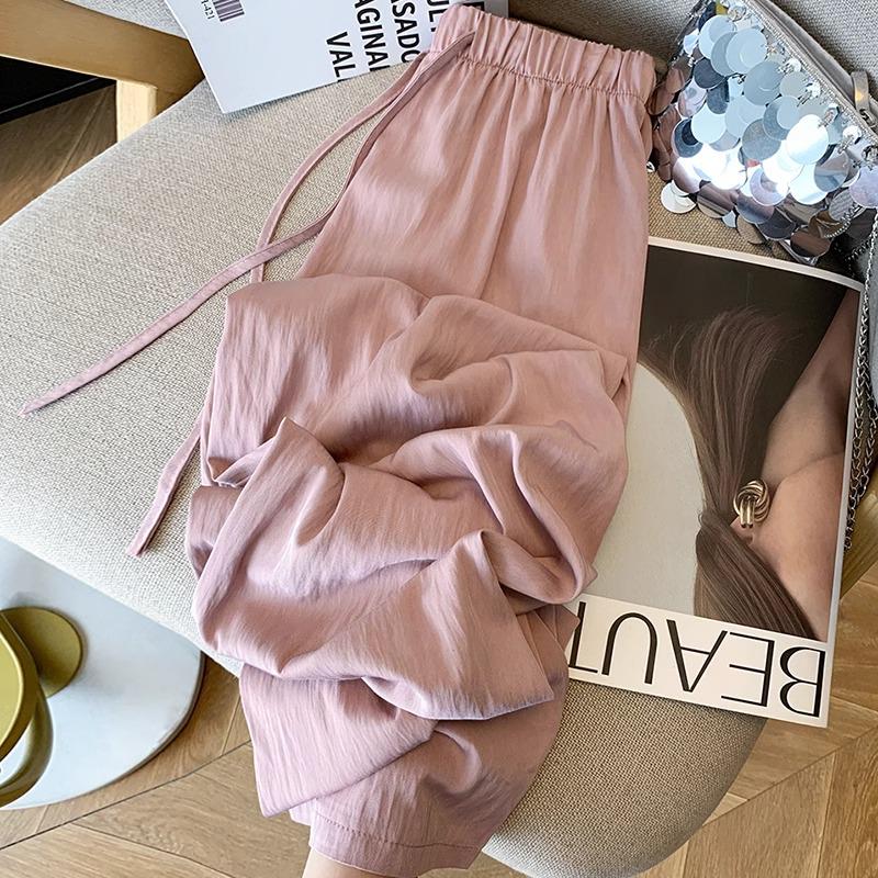 Women's Textured Pleated Tencel Cotton Wide Leg Pants