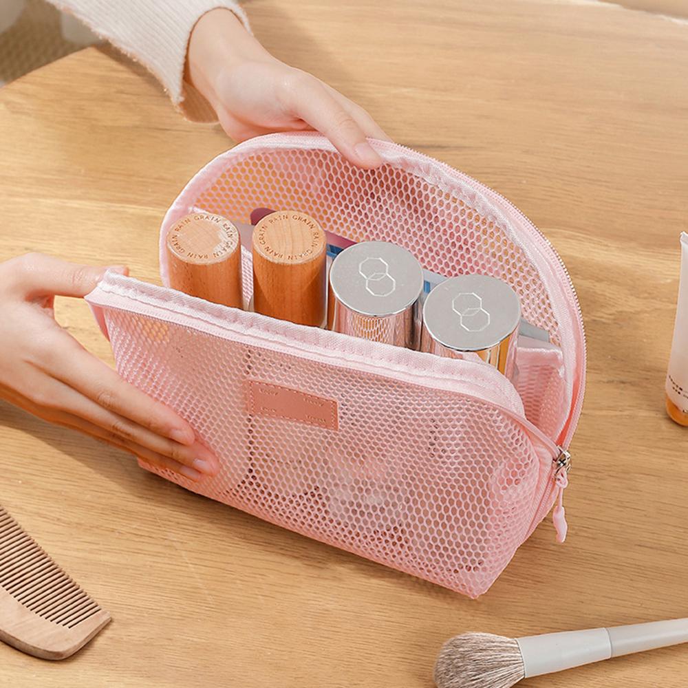 3-Piece Mesh Makeup Bag Travel Grooming Storage Large Capacity Lipstick Miscellaneous Bag for Organizing Personal Care Items