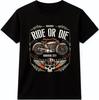 Motorcycle T Shirt Ride Or Die Skull Biker Vintage Motorbike Graphic Tee