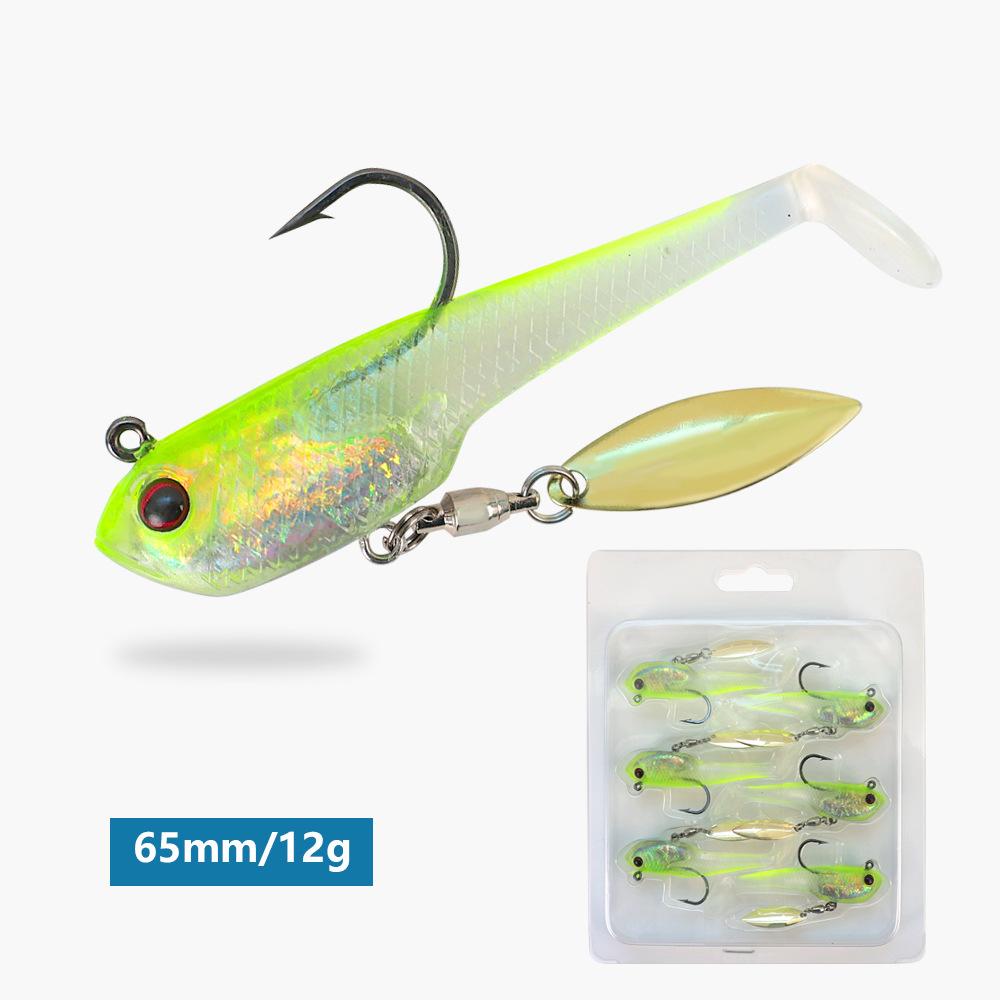 Shark-Like Lure 6-Piece Pack Lead-Weighted PVC Artificial Soft Bait Hooks Bionic Bass Freshwater Saltwater Fishing