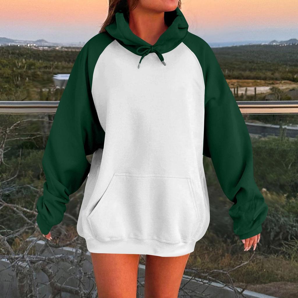 Women's Long Sleeve Oversized Oversized Raglan Sleeve Women's Hooded Fleece Sweatshirt