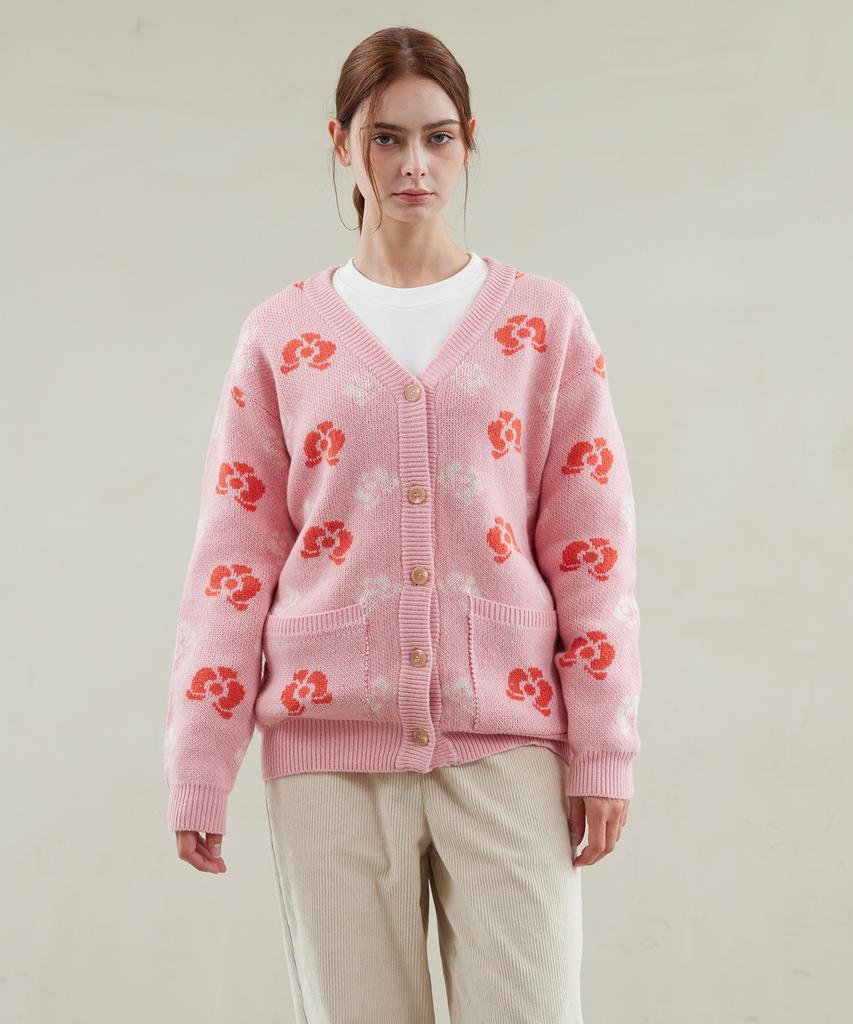 YUJEEOT Phalaenopsis Logo Cardigan - Sky Blue, Pink
