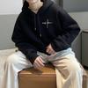 Men's Gray Hooded Sweatshirt: Thick, Velvet-Lined, Trendy American Style for Autumn/Winter