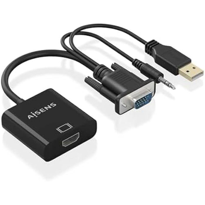 Câble Convertisseur SVGA+Audio Vers HDMI - AISENS - A115-0872 - 20 Cm - HDCP 1.1 - Plug and Play