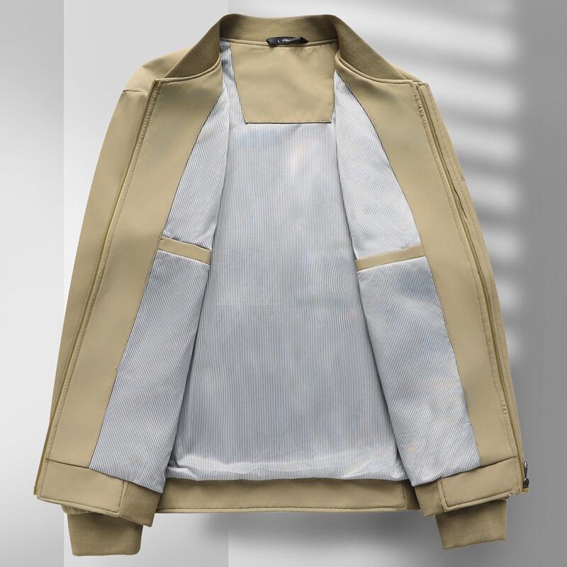 Spring Baseball Collar Jacket Solid Color Middle-aged and Young Business Men Casual Collar Zipper Jacket Executive Jacket