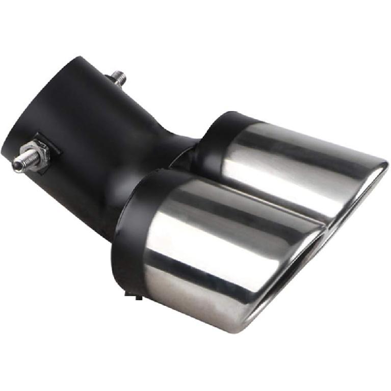 Car Stainless Steel Dual Exhaust Pipe Tail Muffler Tip Pipe Diameter 1.5" to 2" Curved Type TailPipe Muffler Modification