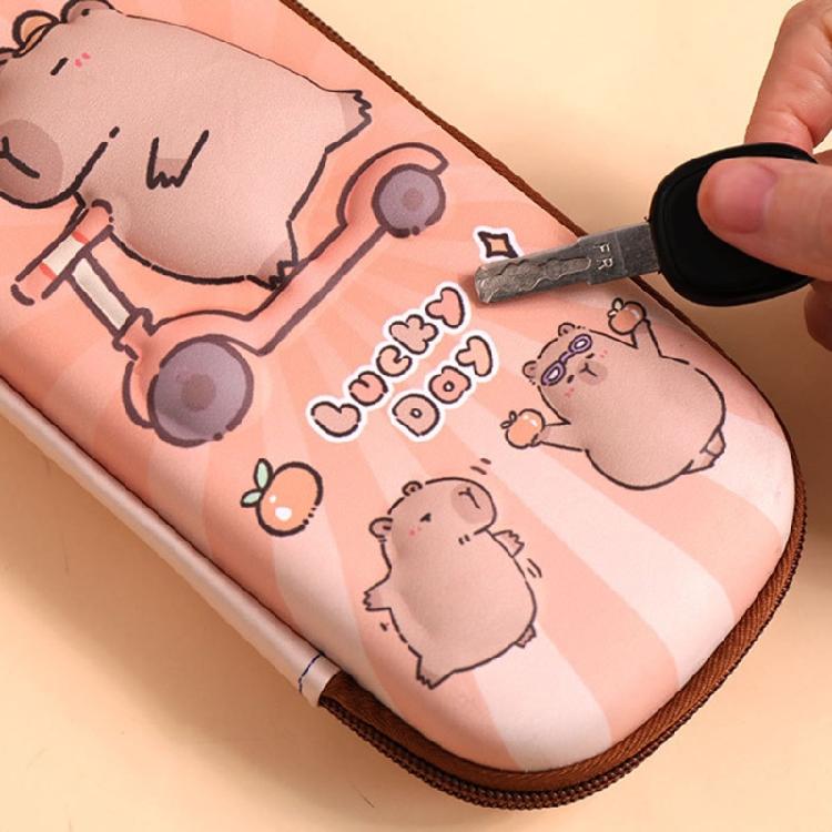 Lovely Capybara Pen Bag 3D Panda Pencil Case Large Capacity Pencil Box For Erasers Rulers Markers Storage
