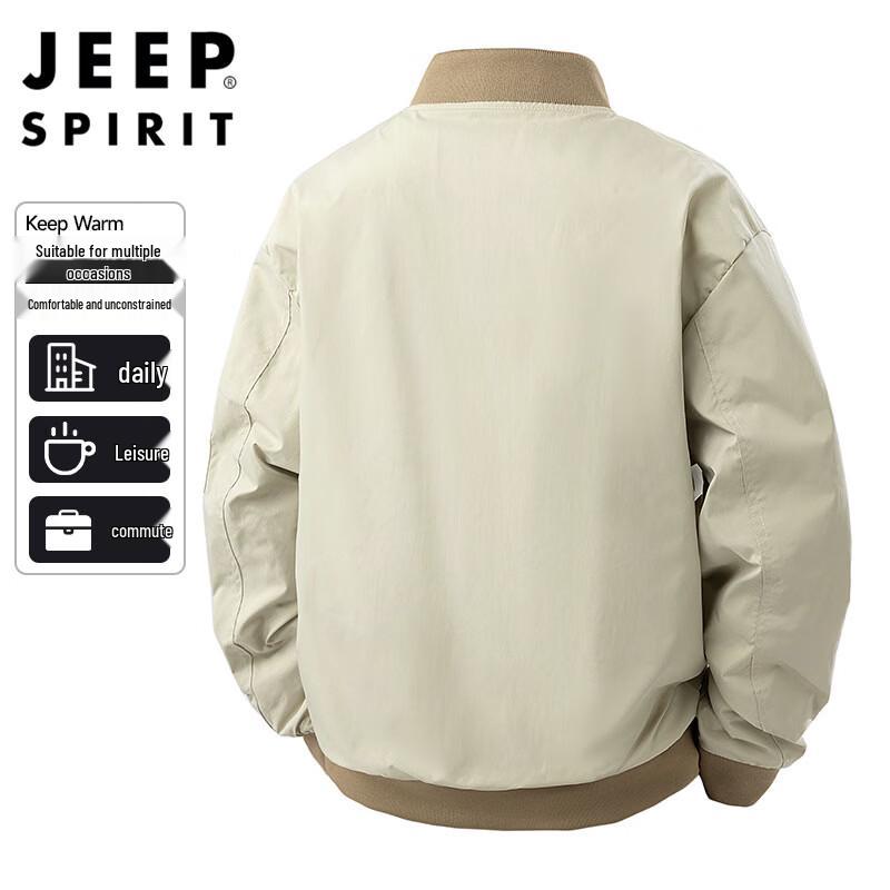 JEEP SPIRIT Men's Retro Loose Fit Baseball Collar Jacket