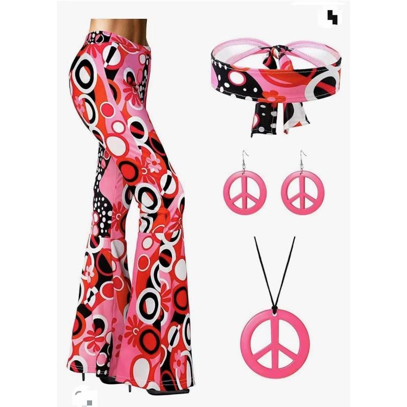 Girls Fashion Trend Printed Hip Hop Style Flared Pants Plus Headwear