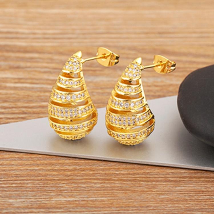 

Nidin Elegant Water Drop Shape Earrings For Women Female Korean Fashion Shiny Zircon Hollow Dangle Statement Ear Jewelry Gift золотой